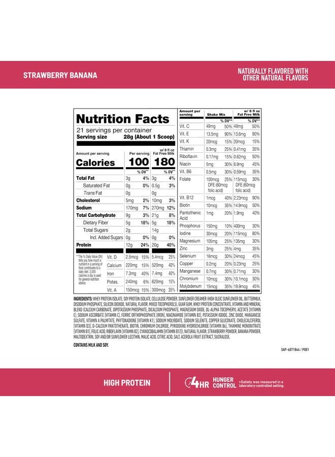 SlimFast High Protein Smoothie Mix Plus Fruit Powder, High Protein Meal Replacement Powder, Fiber, Vitamin C, 21 Servings, 1.29 Pounds, Strawberry Banana (Packaging May Vary) - Image 3